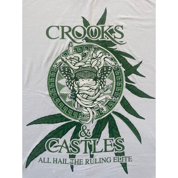 Crooks & Castles Medusa Kush Tee Mens Medium 2Q04704 Green Death Row Records NWT - Picture 2 of 4